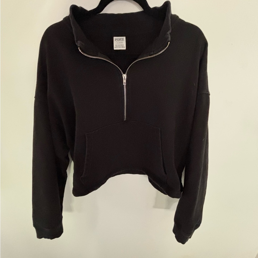 PINK Victoria's Secret Black Half-Zip Hoodie